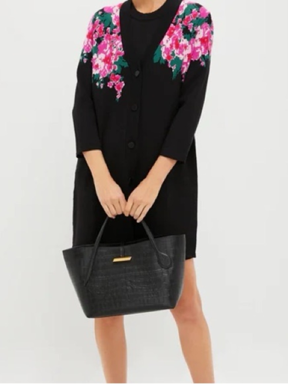 NWT Tuckernuck Black Floral Climbing Roses Liv Jacquard Long Cardigan | XL